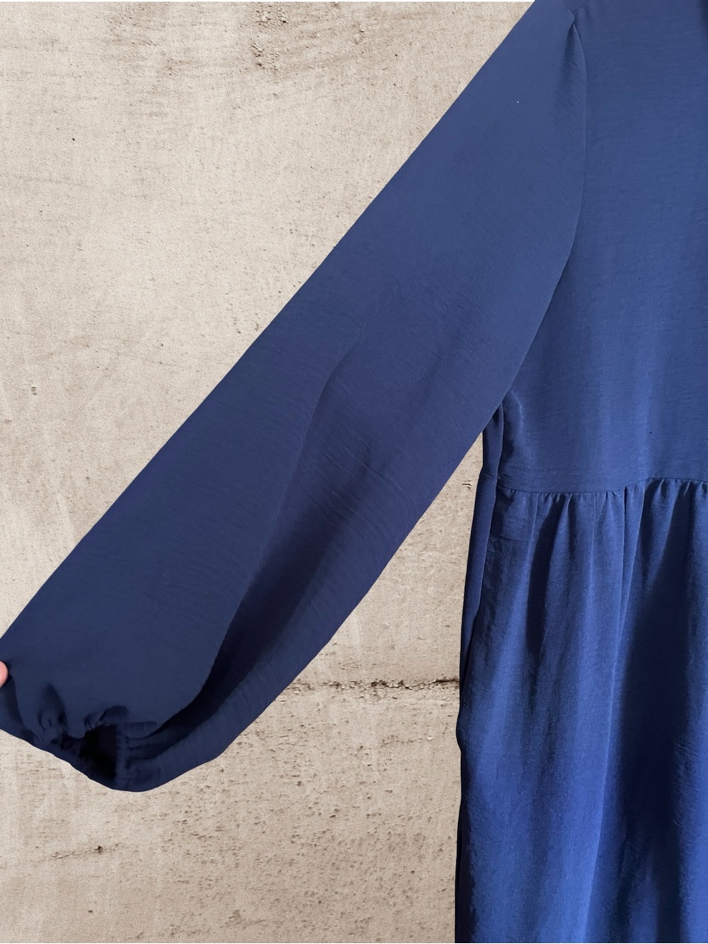Rachel Zoe Classic Navy Long-Sleeve Tiered Shirt Dress with pockets - Picture 5 of 8